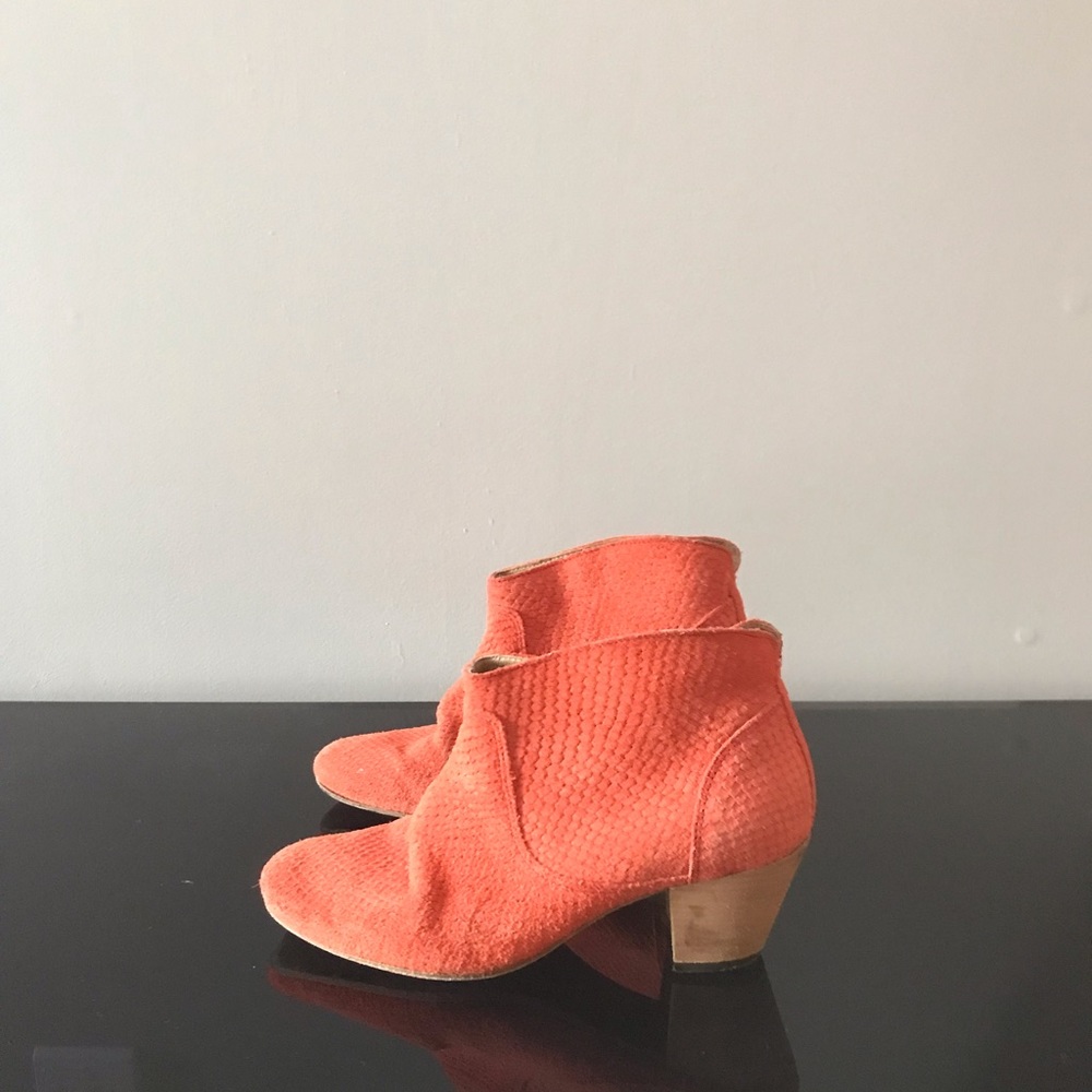 By Hudson orange suede ankle boots